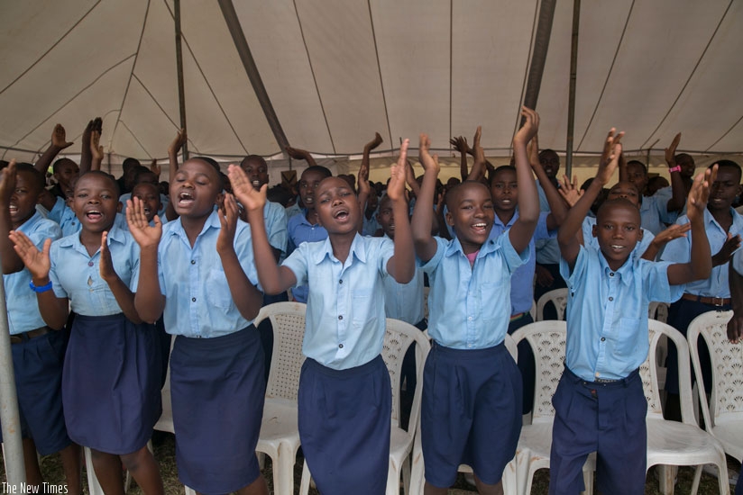 Students sing during the Day of the African Child Celebrations in Nyagatare District. (File)