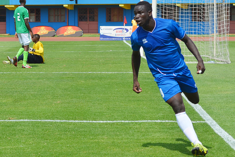 Moussa Camara celebrates a goal against SC Kiyovu during a pre-season match at Amahoro Stadium. / Sam Ngendahimana