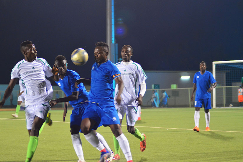 Midfielder Pierrot Kwizera, seen here playing against Kiyovu in a pre-season game, has scored 4 goals in four league matches. / Sam Ngendahimana