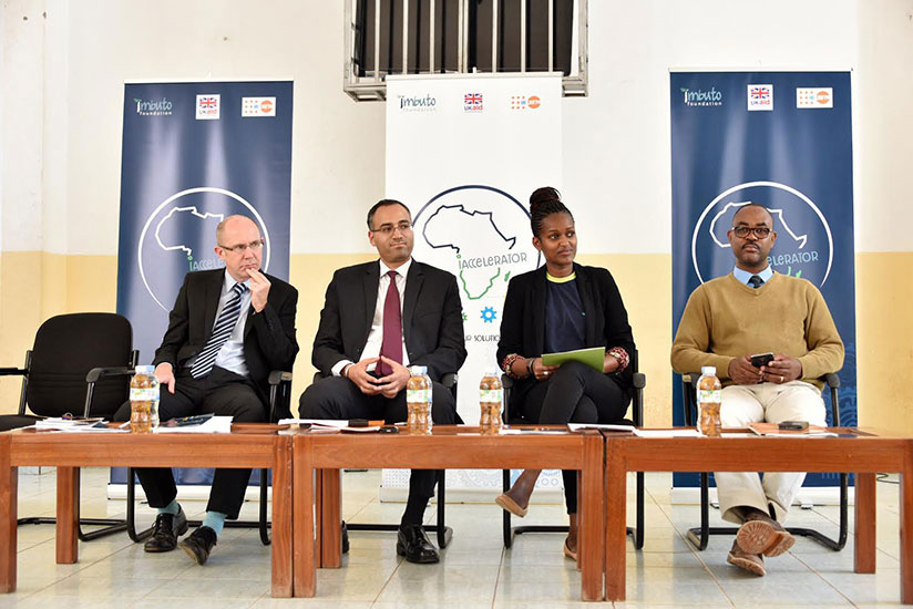 Present at the event: (L-R) DFID Deputy Head Kenny Osborne, UNFPA Rwanda Deputy Representative Daniel Alemu, Imbuto Foundation Acting Director General Sandrine Umutoni and Dr. Anicet Nabonimpa, Reproductive Health and FP Expert at RBC. / File