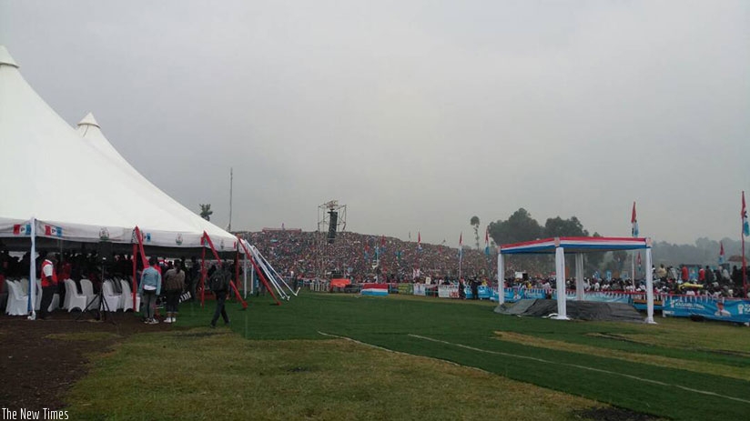 Over 200,000 RPF-Inkotanyi supporters gathered at Mudende, Rubavu District for President Kagame's third rally on Wednesday. (Courtesy photo)