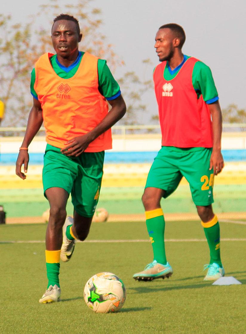 Rayon Sports' latest signing Saddam Nyandwi (L) is among new faces in Amavubi provisional squad that started training at Kigali Stadium on Monday. / Sam Ngendahimana