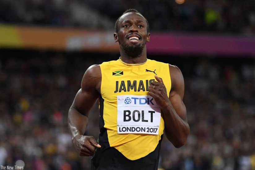 Usain Bolt of Jamaica reacts after finishing third in the 100m final. Net photo