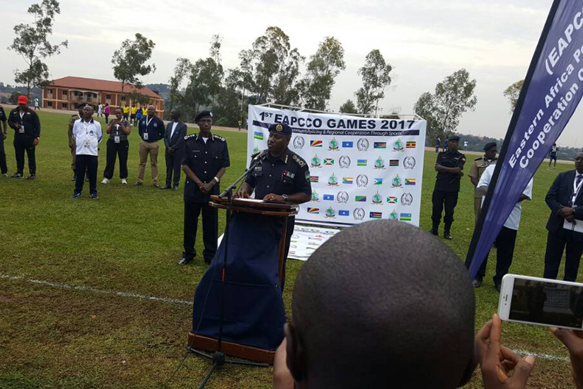 IGP Emmanuel K Gasana speaking at the launch of the EAPCCO Games. / Courtesy