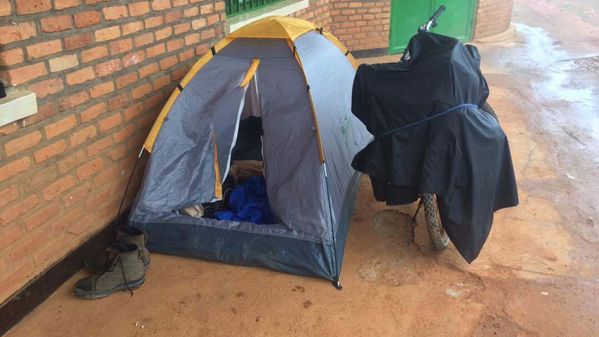 He slept in a tent throughout his journey to minimise costs.