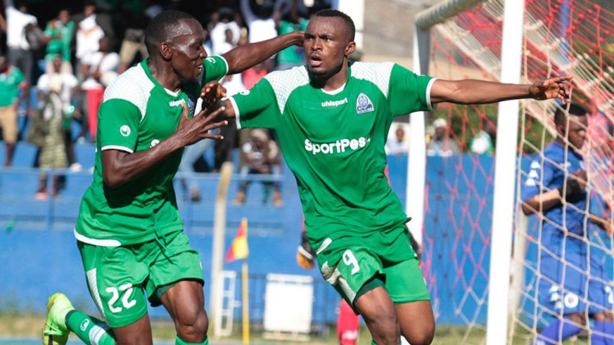 Meddie Kagere celebrates with his country and club teammate Jacques Tuyisenge. Courtesy.