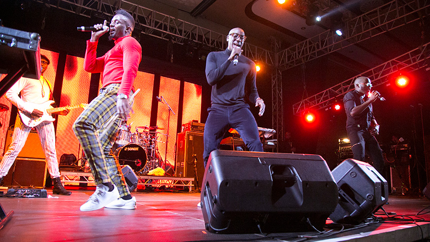 Sauti Sol perform at the Mo Ibrahim concert on Sunday evening. Courtesy.