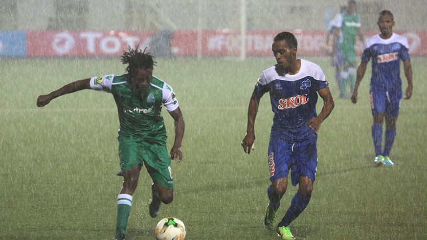 Gor Mahia defender Francis Kahata and Rayon Sports goal scorer Eric Rutanga