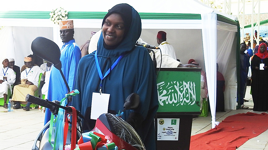 Aisha Nikuze was awarded a motorcycle for being one of the best Koran reciters.