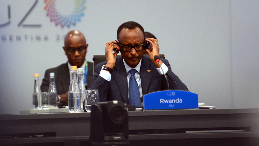   President Paul Kagame during the G20 Leaders' summit in Buenos Aires, Argentina. Village Urugwiro