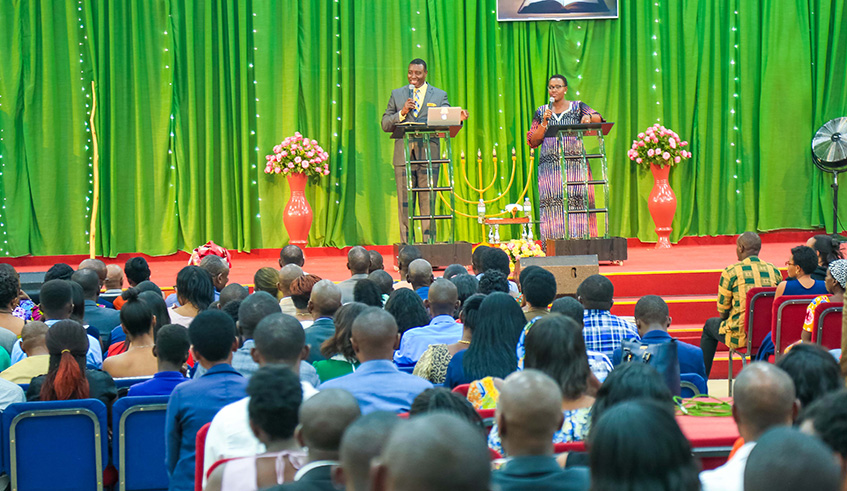 Christians follow Apostle Gitwazaâ€™s Christmas Day sermon at Zion Temple in Kigali.