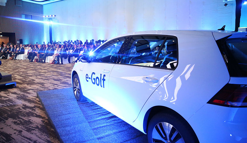 The official launch of e-Golf that was assambled in Rwanda. Rwanda became the first African Country to introduce Volkswagen electric car. 
