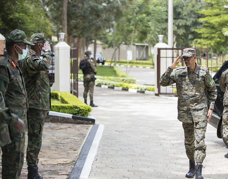 President Kagame arrives at the Rwanda Military Academy in Gako for a periodic meeting of the Rwanda Defense Forces (RDF) Command Council. / Village Urugwiro