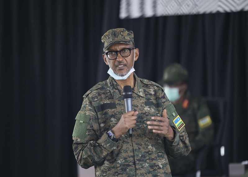 President Kagame arrives at the Rwanda Military Academy in Gako for a periodic meeting of the Rwanda Defense Forces (RDF) Command Council. / Village Urugwiro