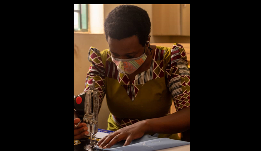 One of the beneficiaries during the sewing classes.