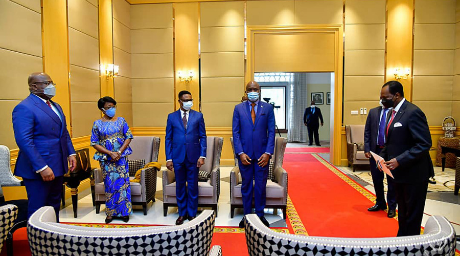 Ambassador Karega on his arrival to present his credentials to President Felix Tshisekedi in Kinshasa on Thursday. / Courtesy