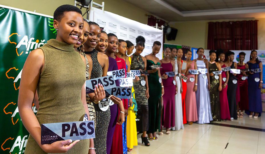 Miss Rwanda 2020 contestants on stage. Miss Rwanda auditions that were supposed to kick off on January 9, have been postponed following travel restrictions. / Courtesy.