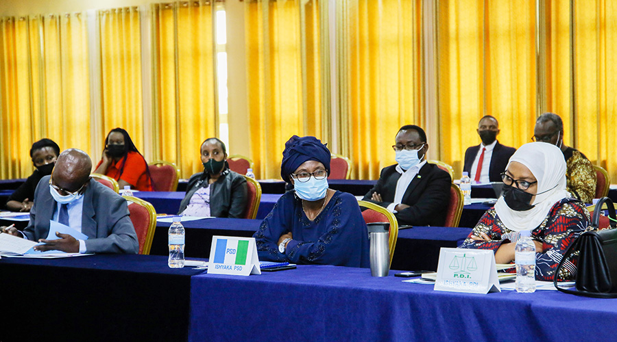 Members of political forum during their conference in Kigali yesterday. 