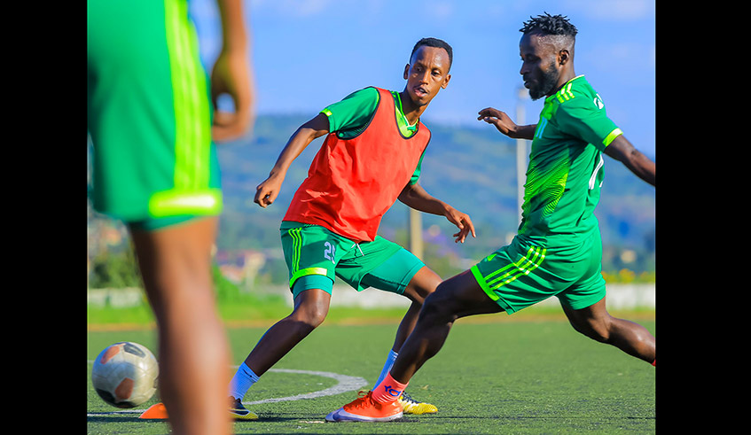 Fiston Nkezingabo (red vest) helped AS Kigali to a second place in the Rwanda topflight league last season. / Photo:Courtesy.