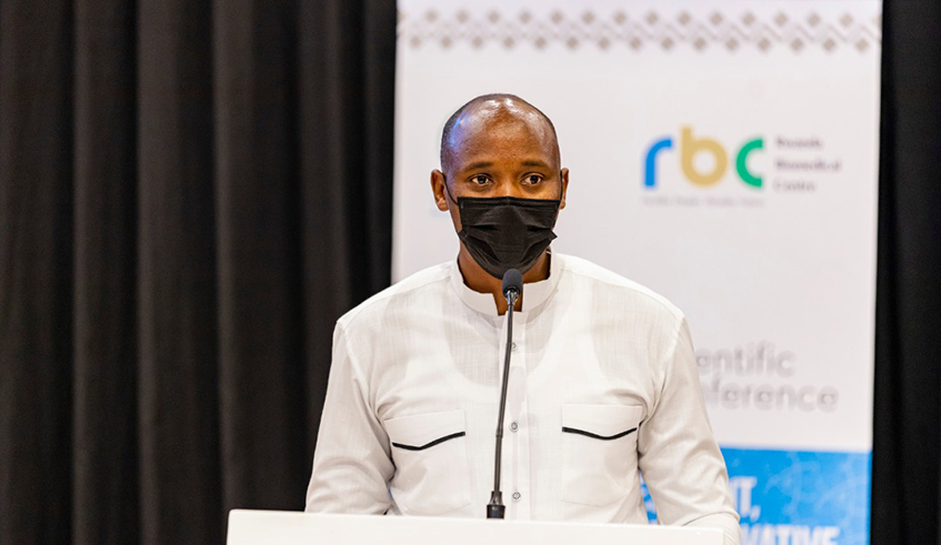 Minister for Health, Dr Daniel Ngamije, delivers remarks at the opening of the the two-day FETP Science Conference at Kigali Convention Centre on Wednesday, September 29. / Photo: Courtesy.