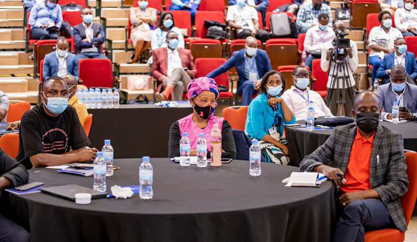 Minister for Health, Dr Daniel Ngamije, delivers remarks at the opening of the the two-day FETP Science Conference at Kigali Convention Centre on Wednesday, September 29. / Photo: Courtesy.