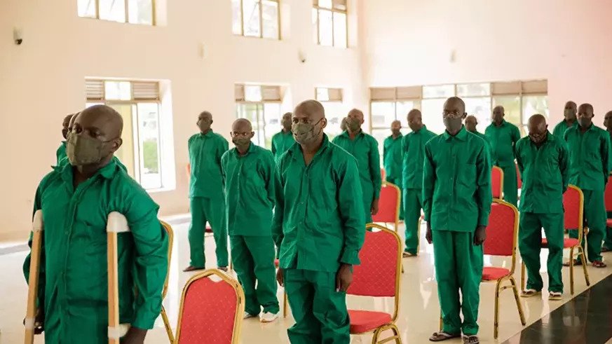 Some of the terror suspects belonging to RUD-Urunana and P5 militias at the Military High Court in Kigali on October 19. 