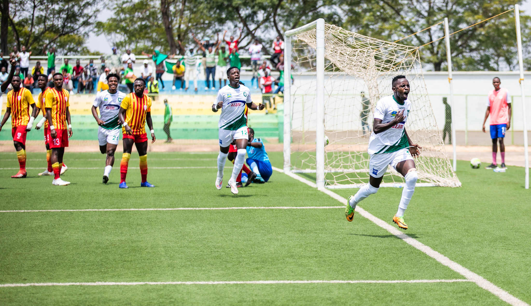 Bienvenue Mugenzi celebrates his lone  goal that enabled the Mumena-based side their 14th win of the season.