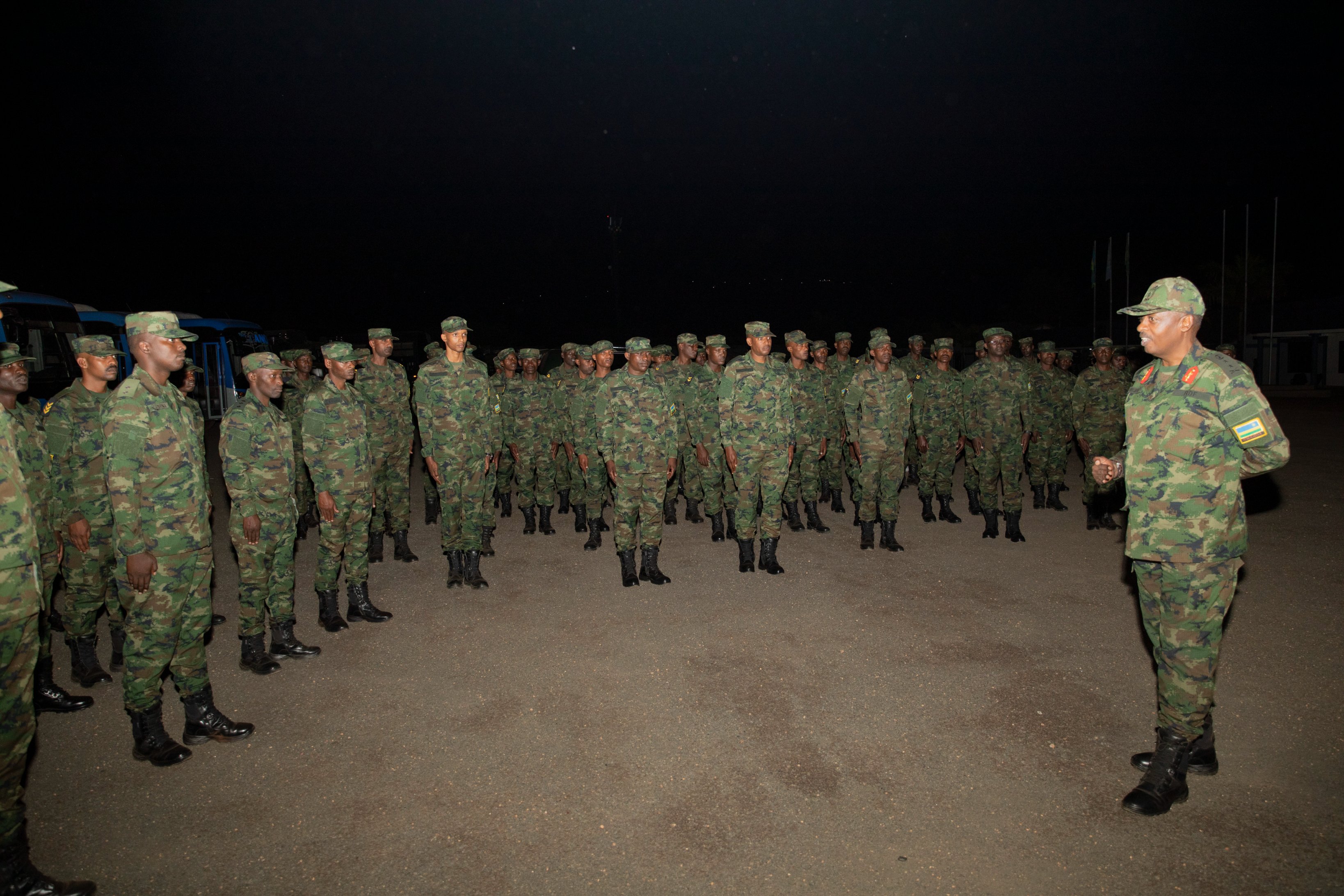 RDF soldiers follow the briefings ahead  the 12th East African Community Armed Forces Field Training Exercise (FTX), codenamed u201cUshirikiano Imara 2022u201d in Uganda from 27th May to 16th June 2022. 