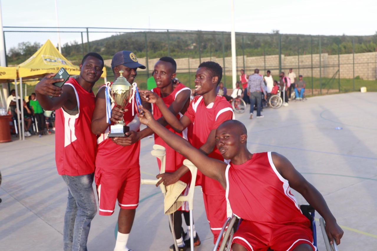 Champions Musanze Wheelchair Basketball team celebrate winning the championship. / Courtesy pictures