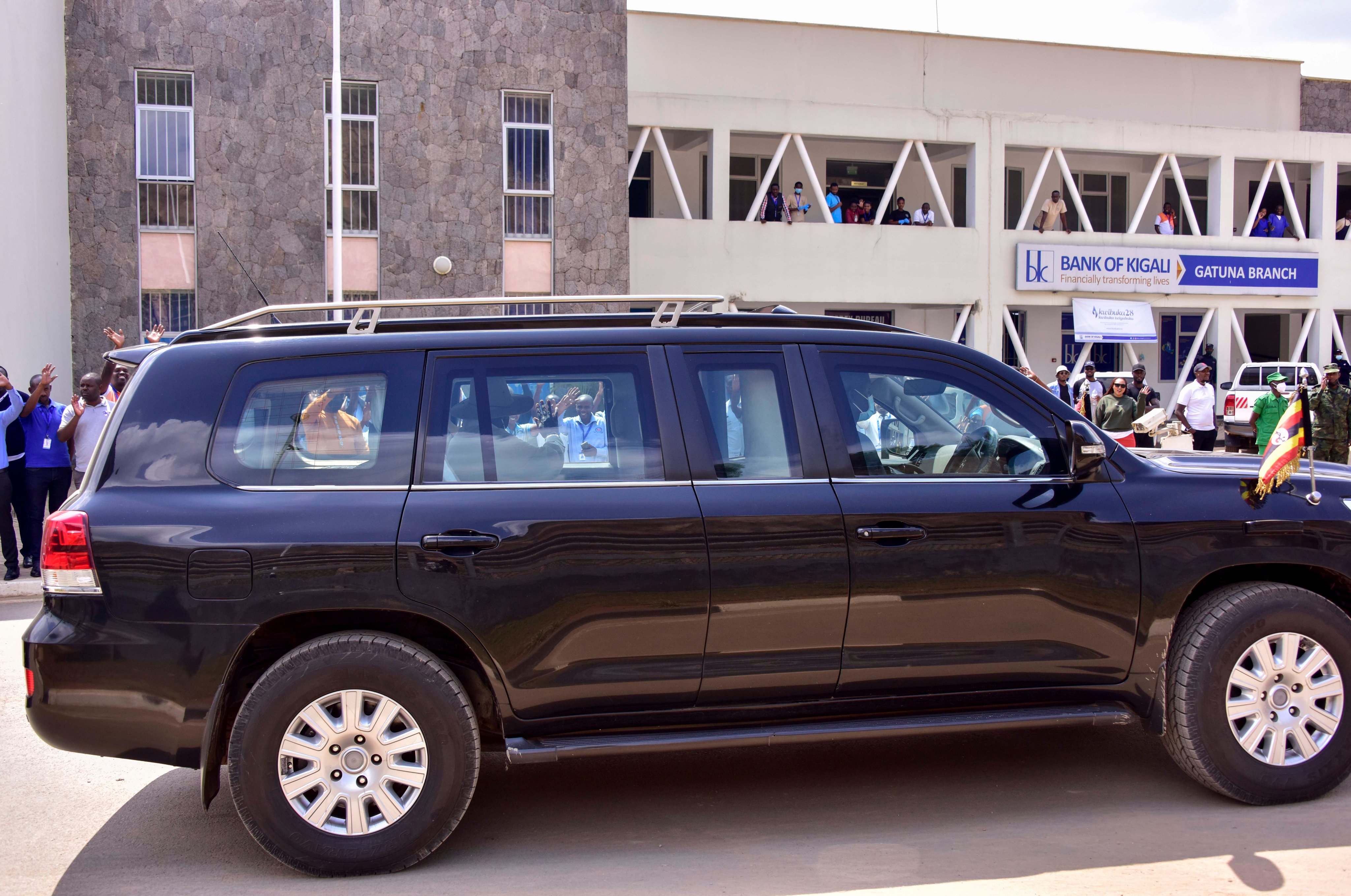 Yoweri Museveni, the President of Uganda at Gatuna Border in Gicumbi District  traveling to Rwanda for the Commonwealth Heads of Government Meeting  on Thursday ,June 23,2022. Courtesy